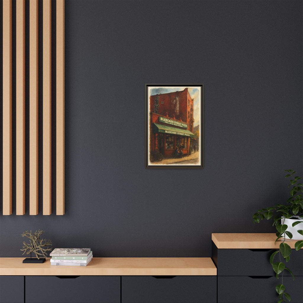 Bleecker Street Pizza — Restaurant Print | Matte Canvas + Wooden Frame