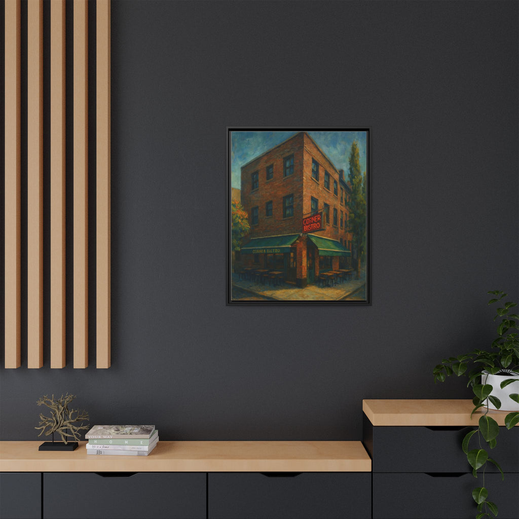 Corner Bistro  — Restaurant Print | Matte Canvas + Wooden Frame