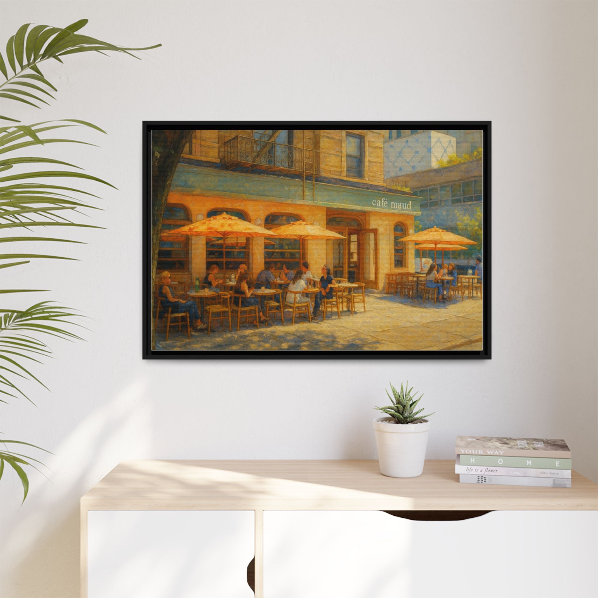 Café Maud — Restaurant Print | Matte Canvas + Wooden Frame