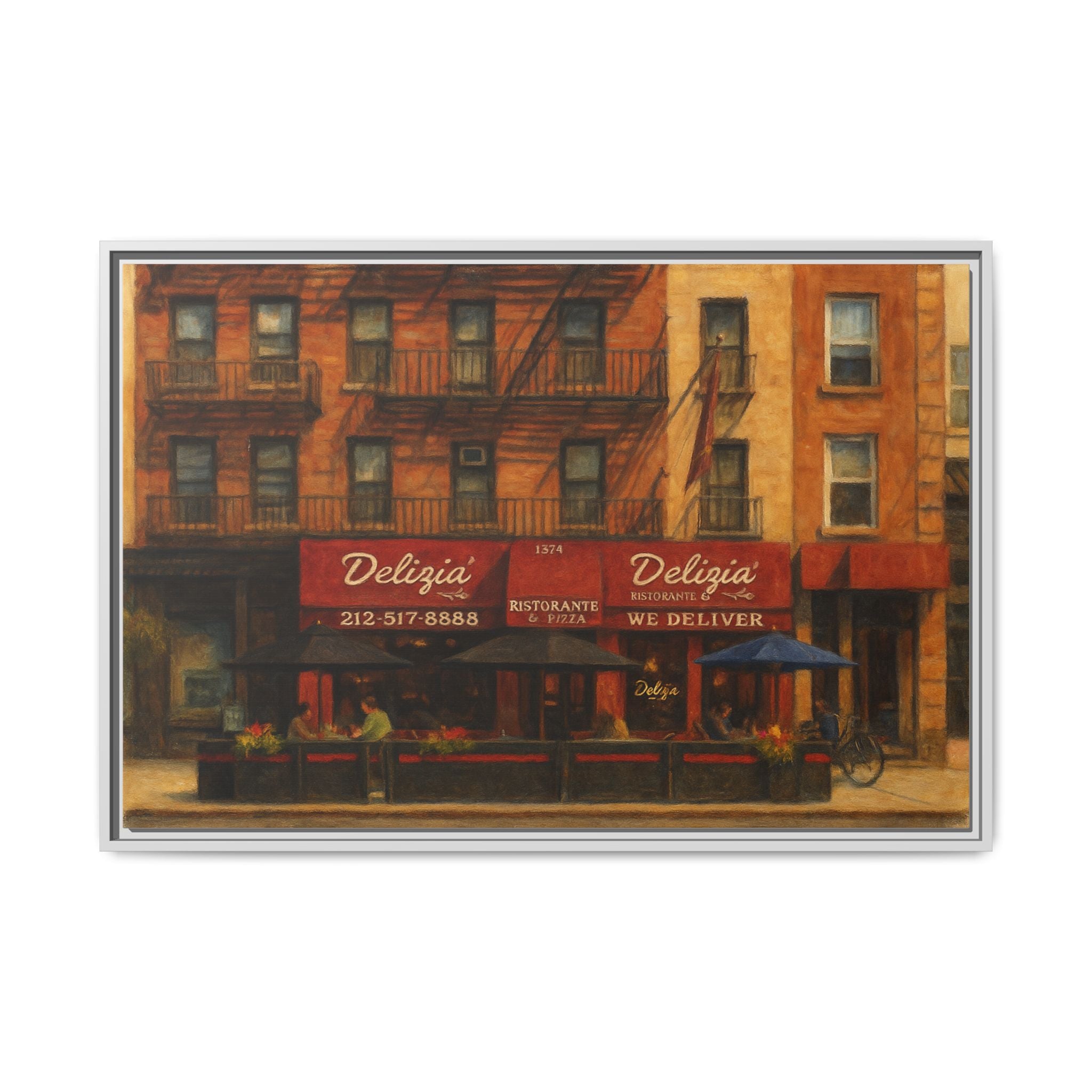 Delizia Pizza — Restaurant Print | Matte Canvas + Wooden Frame