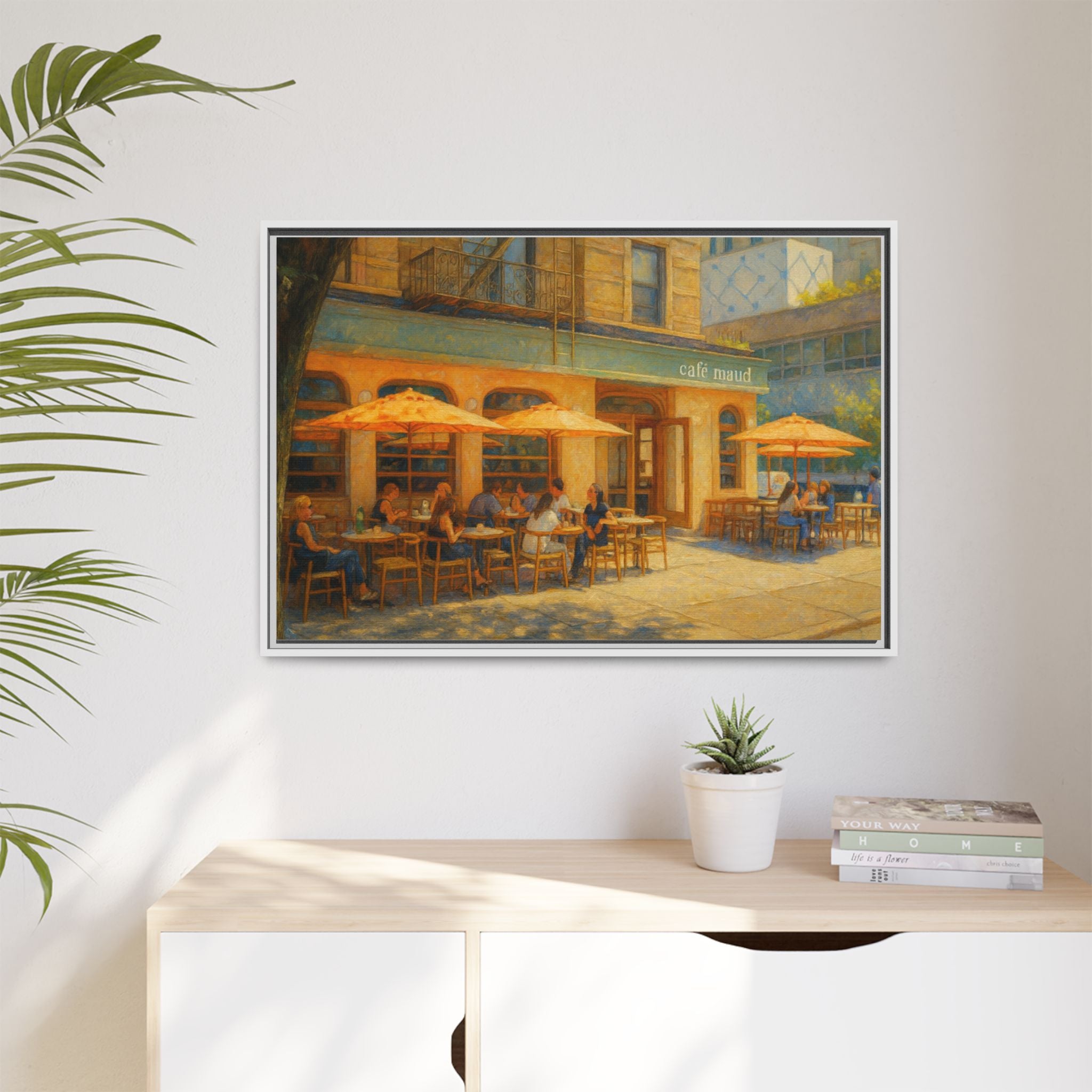 Café Maud — Restaurant Print | Matte Canvas + Wooden Frame