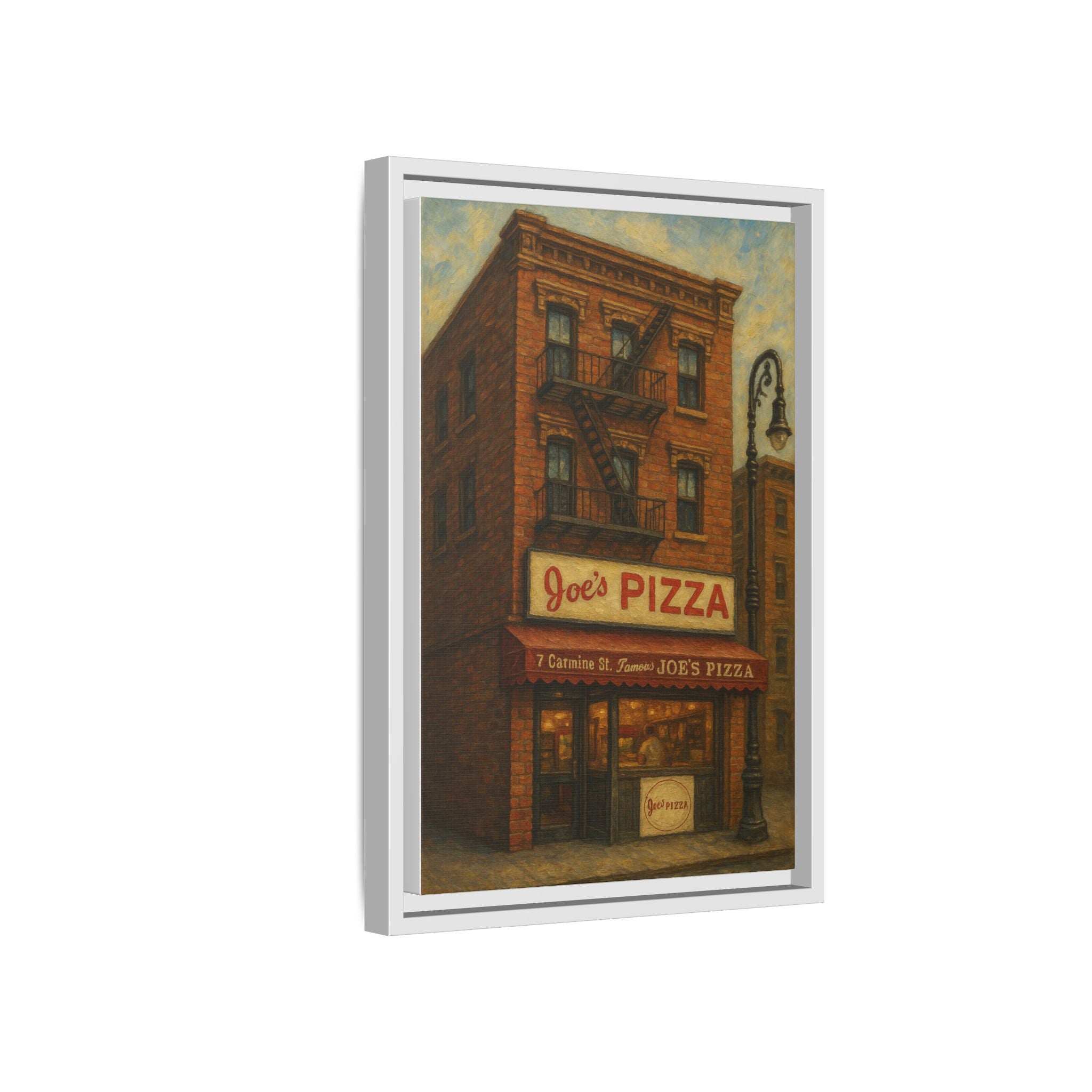 Joe's Pizza — Restaurant Print | Matte Canvas + Wooden Frame
