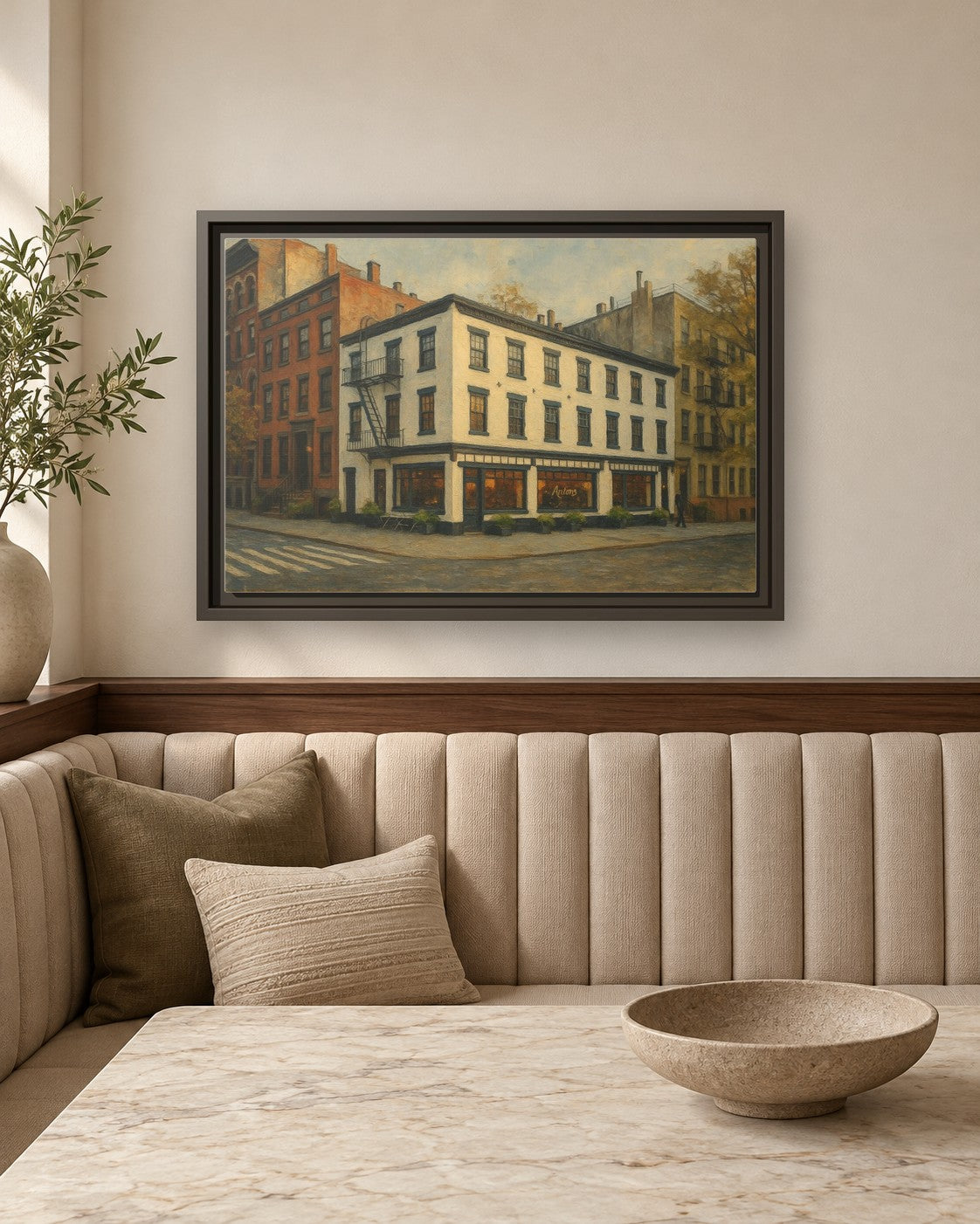 Anton's framed canvas print in a breakfast nook