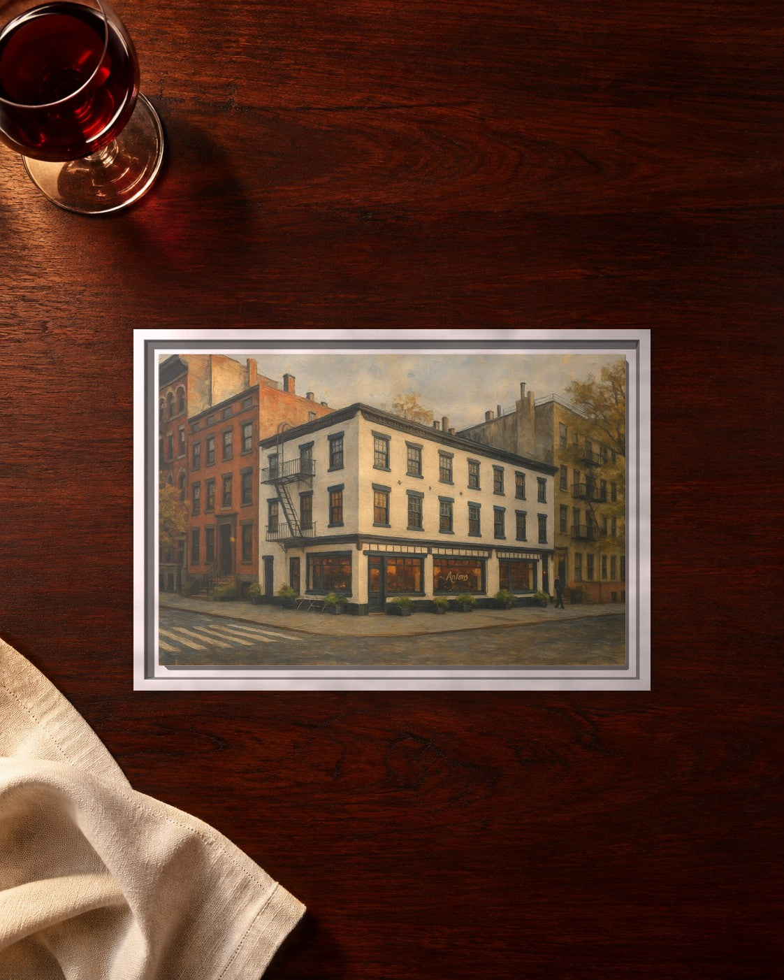Anton's framed canvas print lying on a table