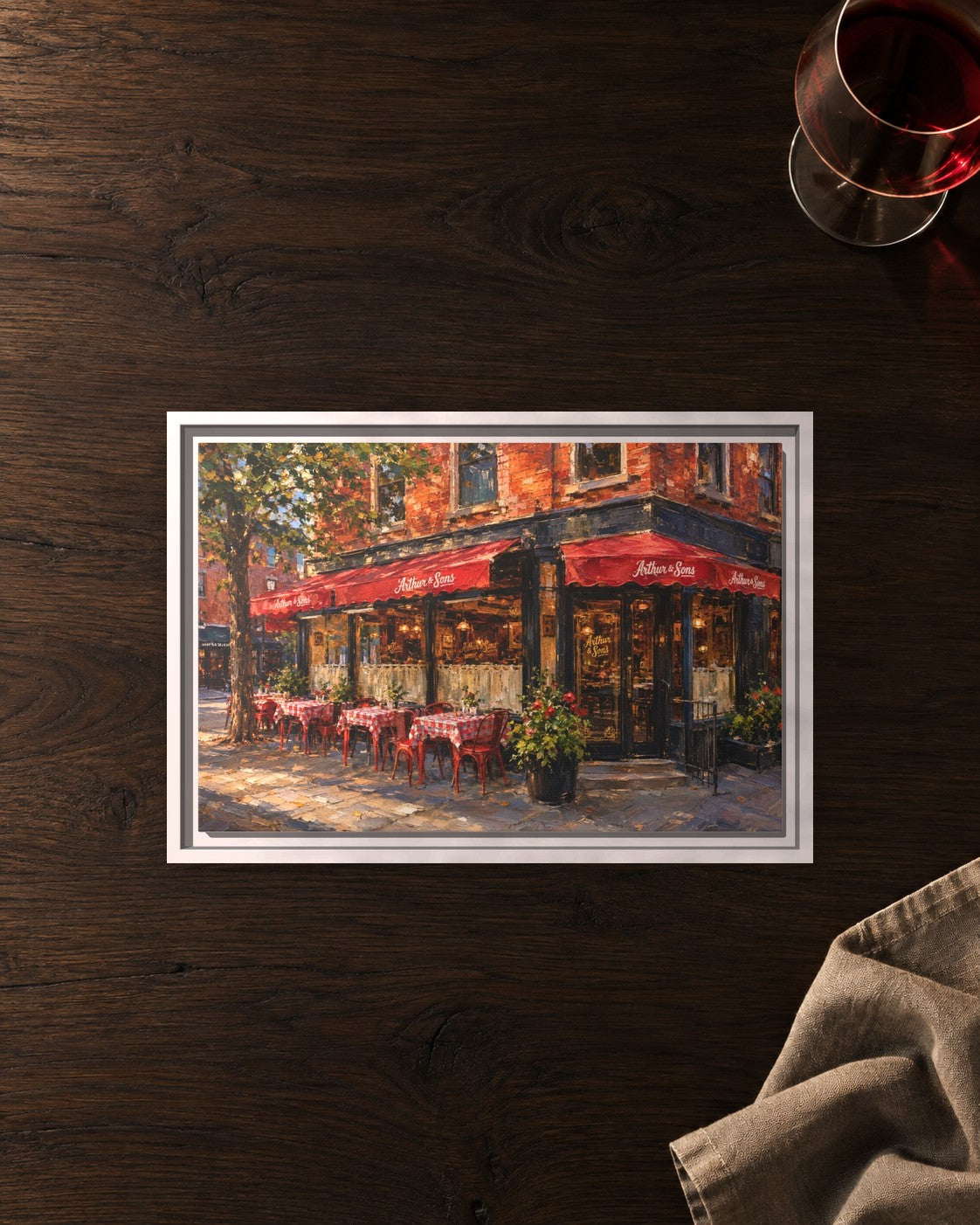 Arthur & Sons framed canvas print lying on a table