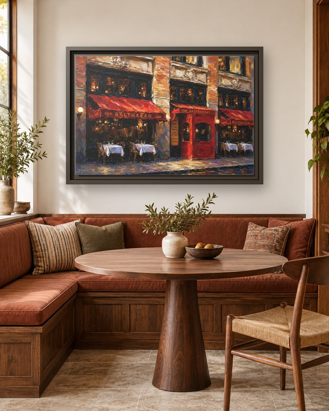 Balthazar II framed canvas print in a breakfast nook