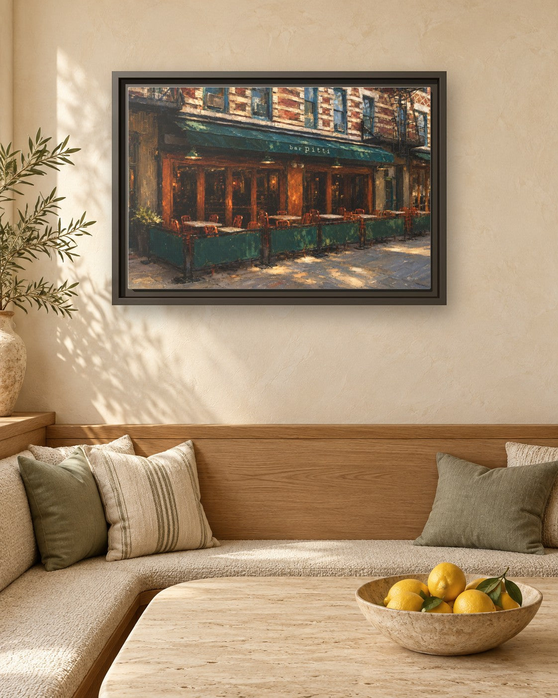 Bar Pitti framed canvas print in a breakfast nook