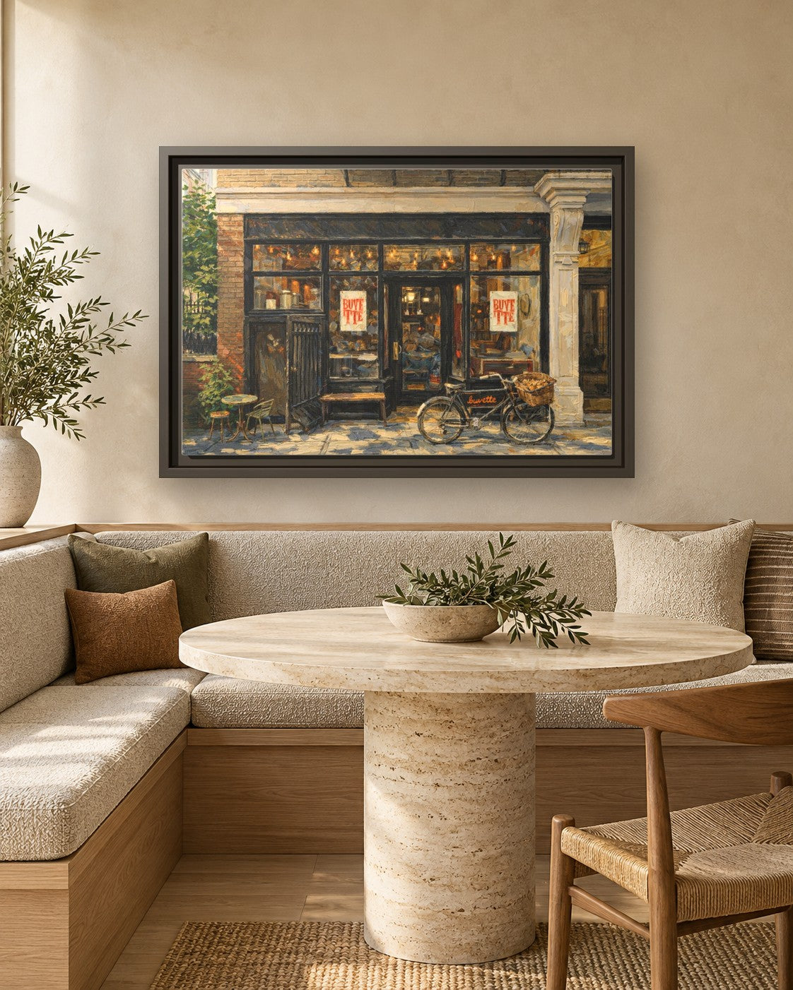 Buvette framed canvas print in a breakfast nook
