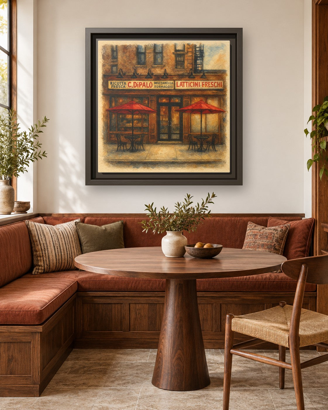 C Di Palo framed canvas print in a breakfast nook