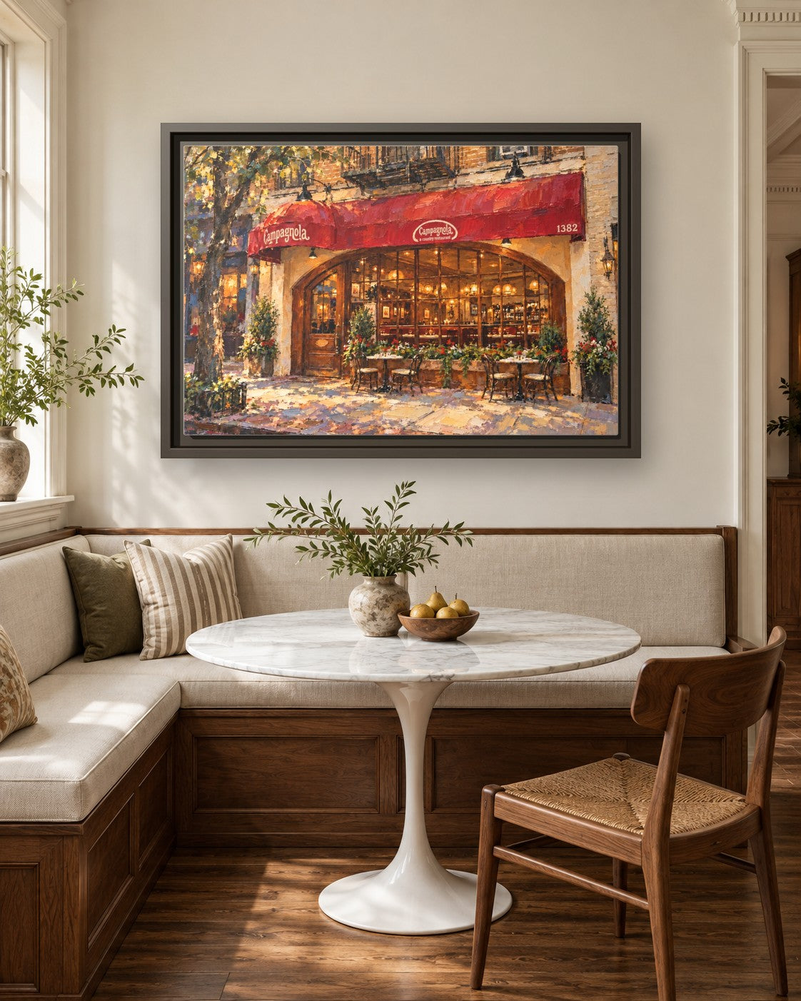 Campagnola framed canvas print in a breakfast nook