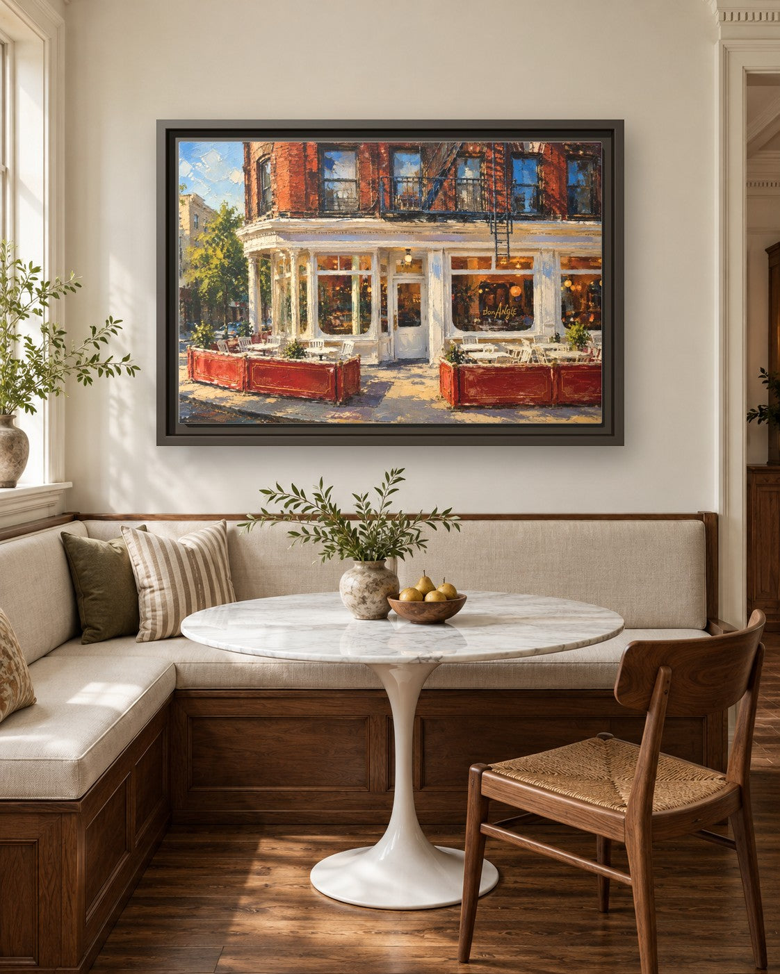 Don Angie framed canvas print in a breakfast nook
