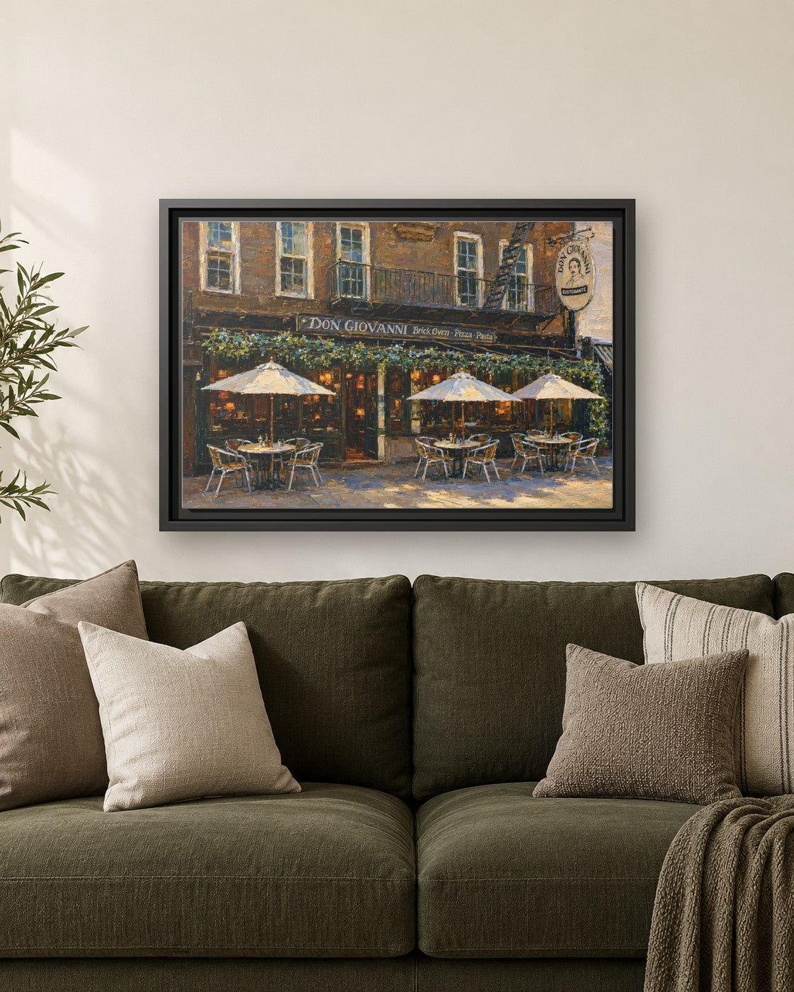 Don Giovanni framed canvas print hanging above a sofa