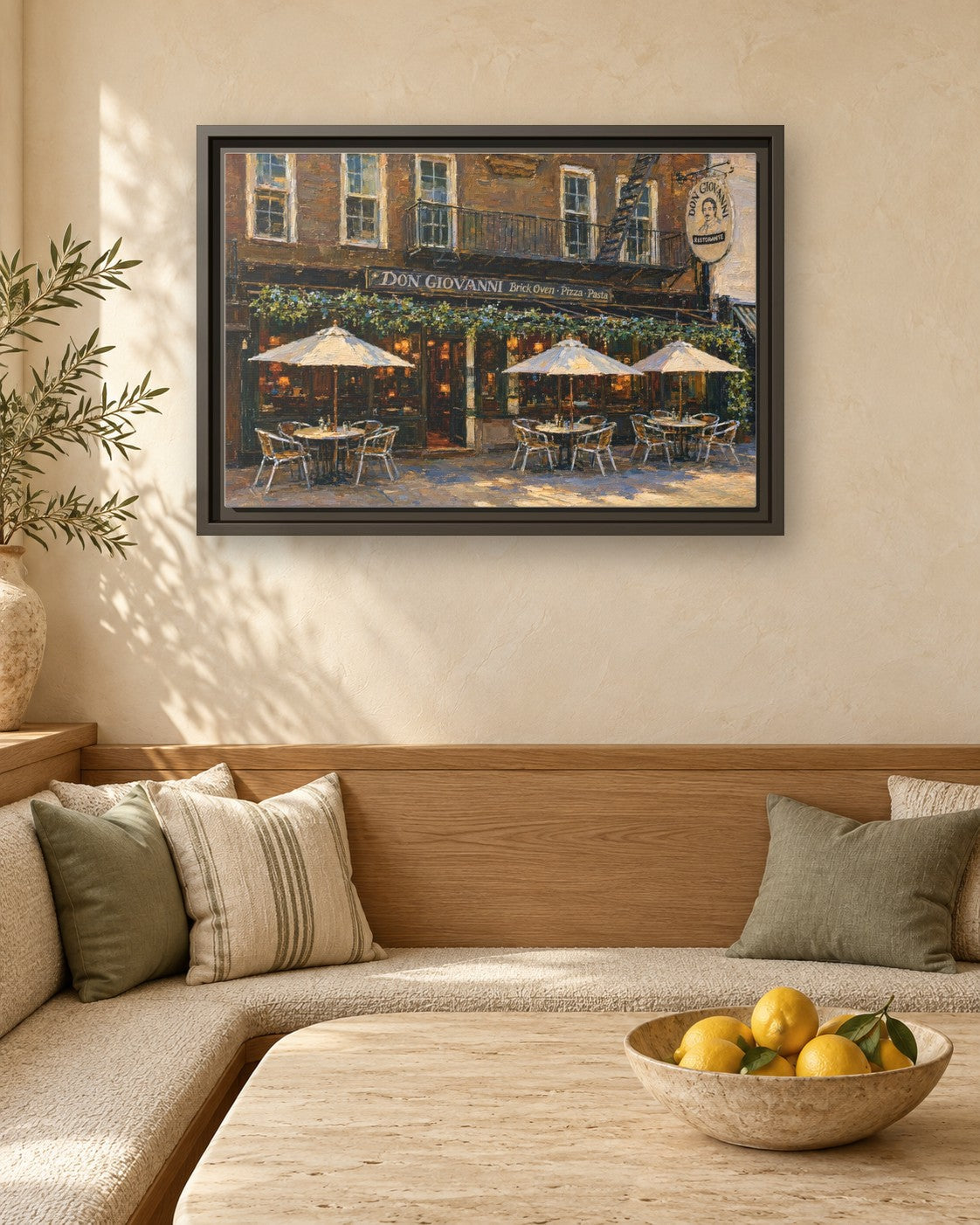Don Giovanni framed canvas print in a breakfast nook