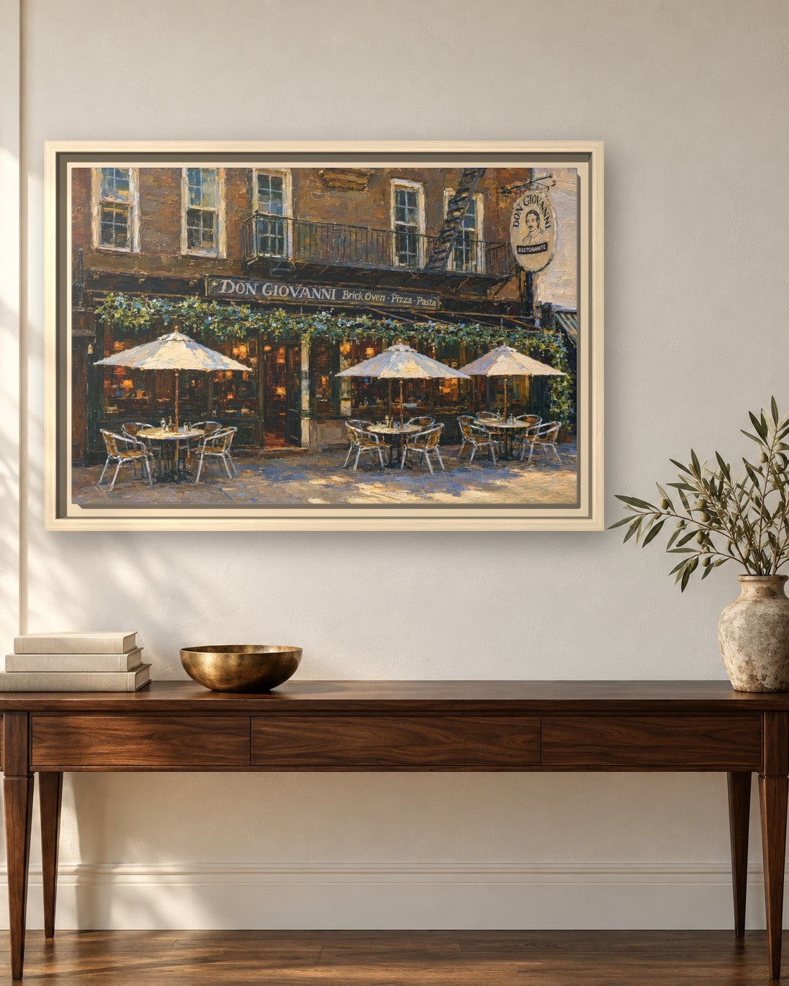 Don Giovanni framed canvas print hanging above a sideboard