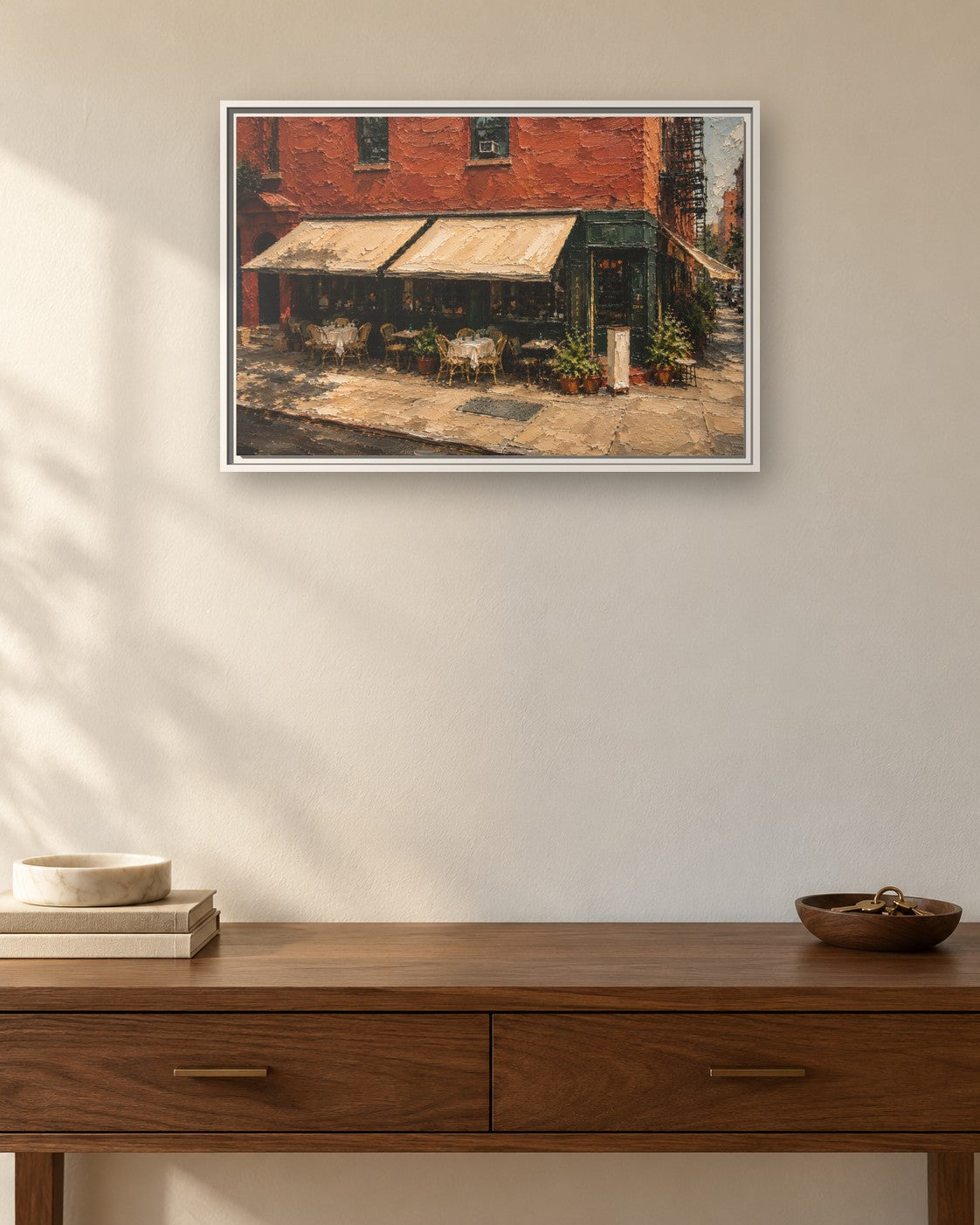 Fairfax framed canvas print hanging above a sideboard