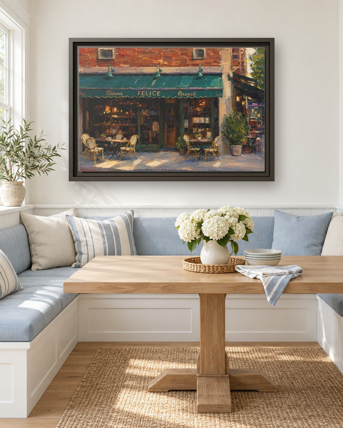 Felice 83 framed canvas print in a breakfast nook