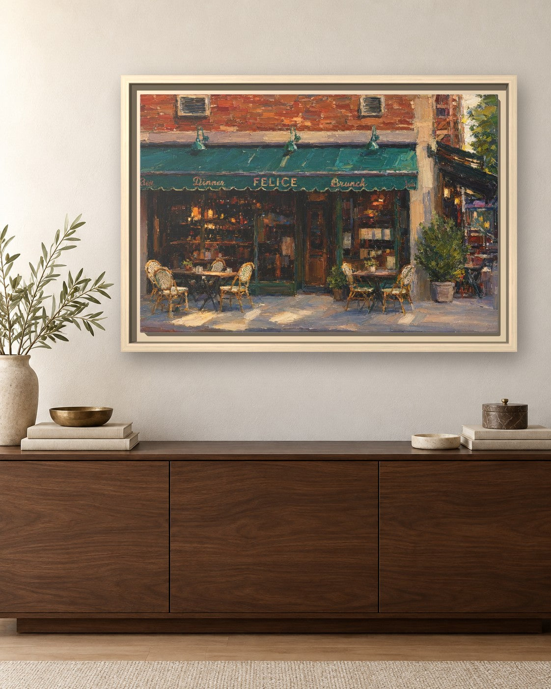 Felice 83 framed canvas print hanging above a sideboard