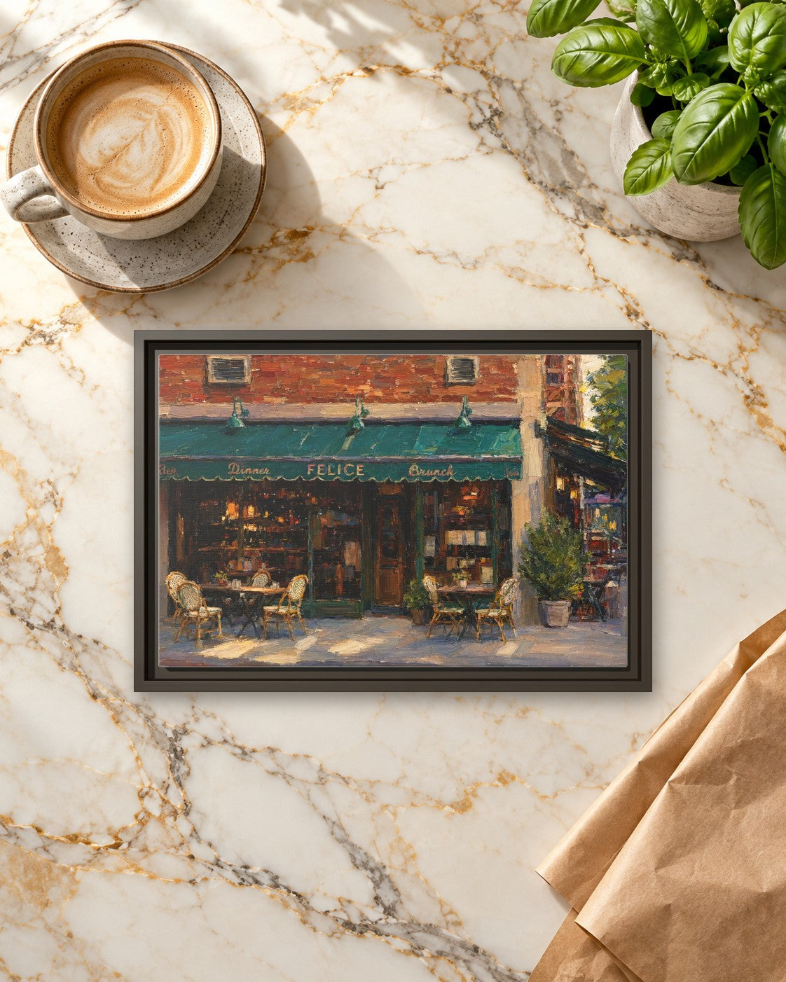 Felice 83 framed canvas print lying on a table