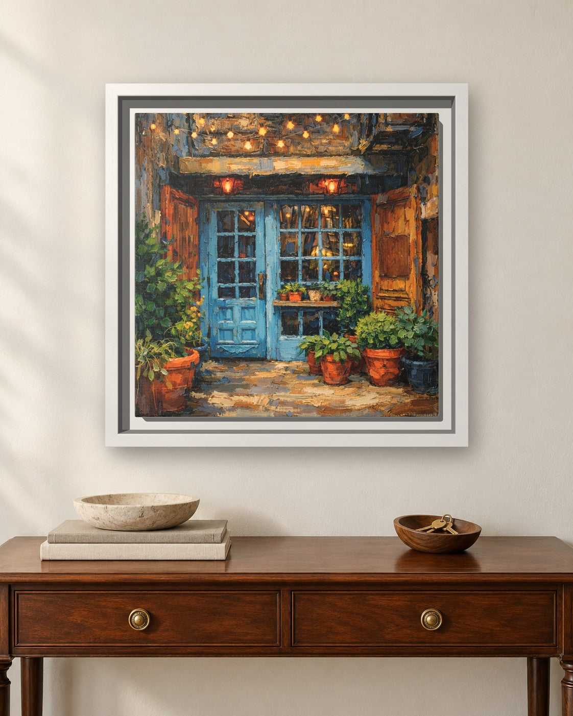 Freeman's framed canvas print hanging above a sideboard