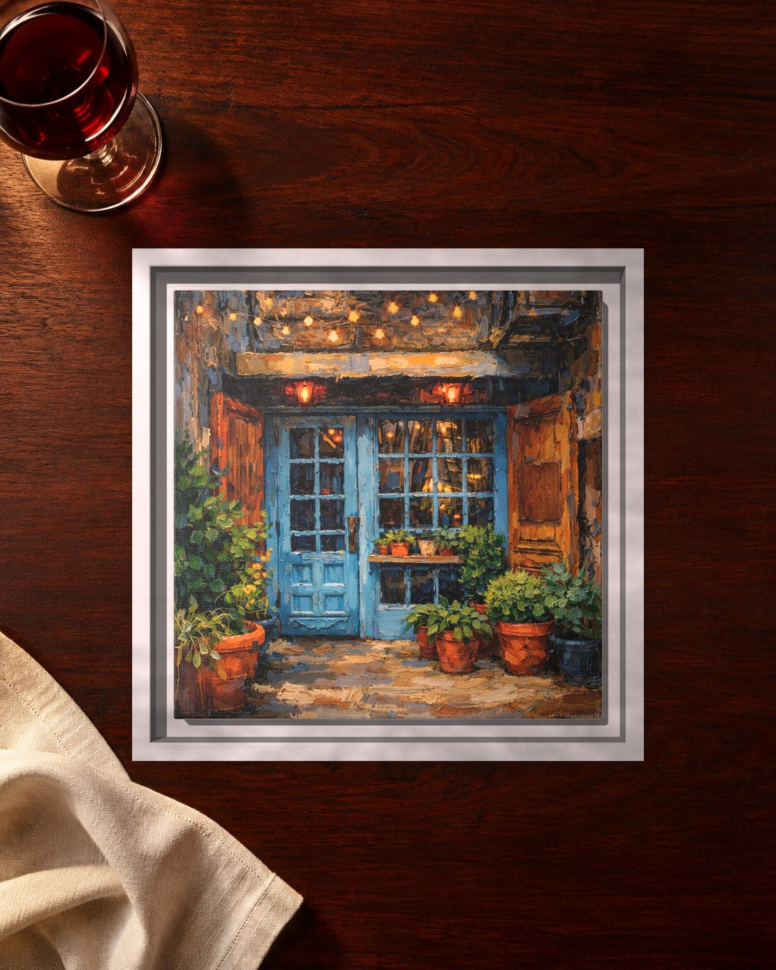 Freeman's framed canvas print lying on a table