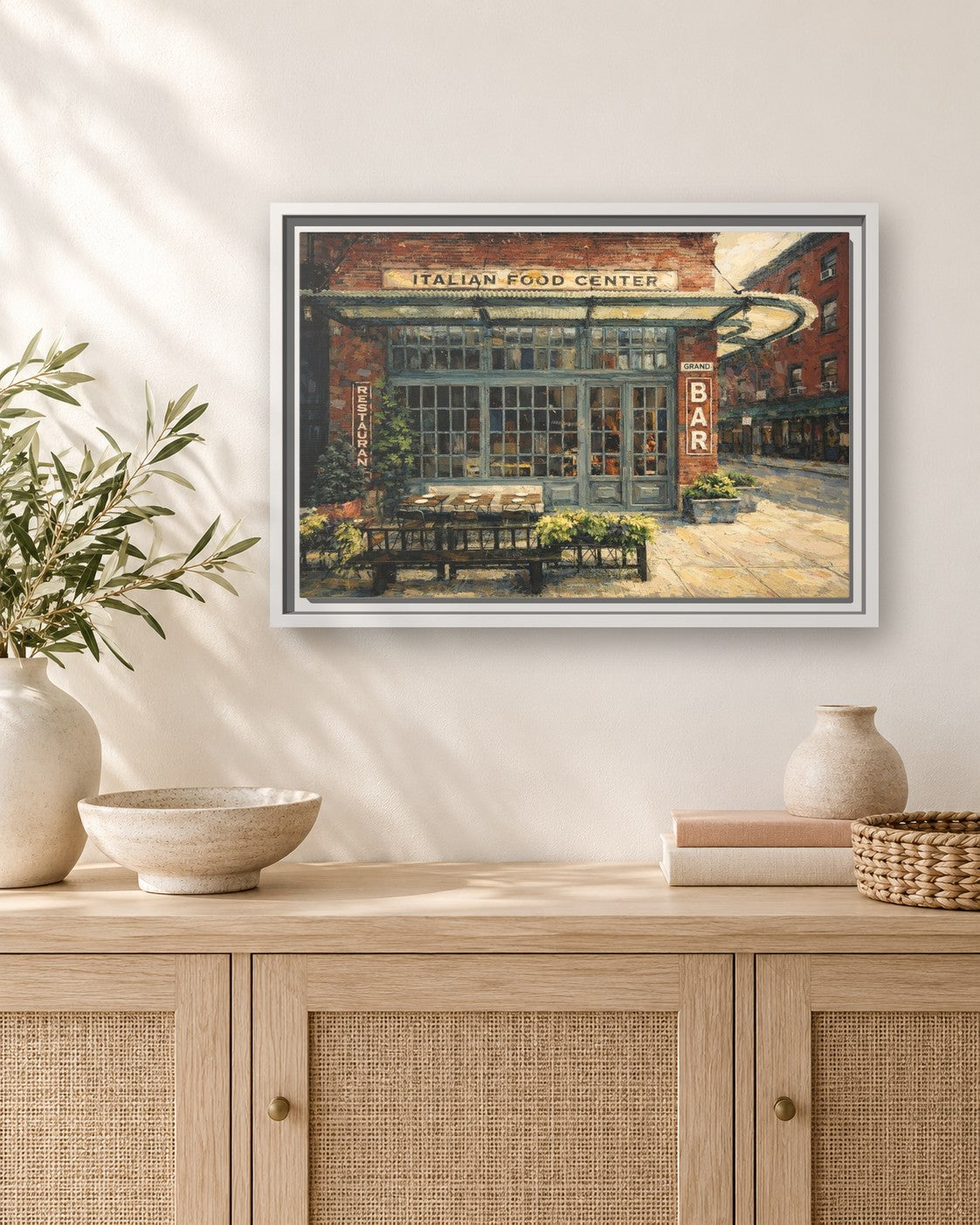 Gelso & Grand framed canvas print hanging above a sideboard