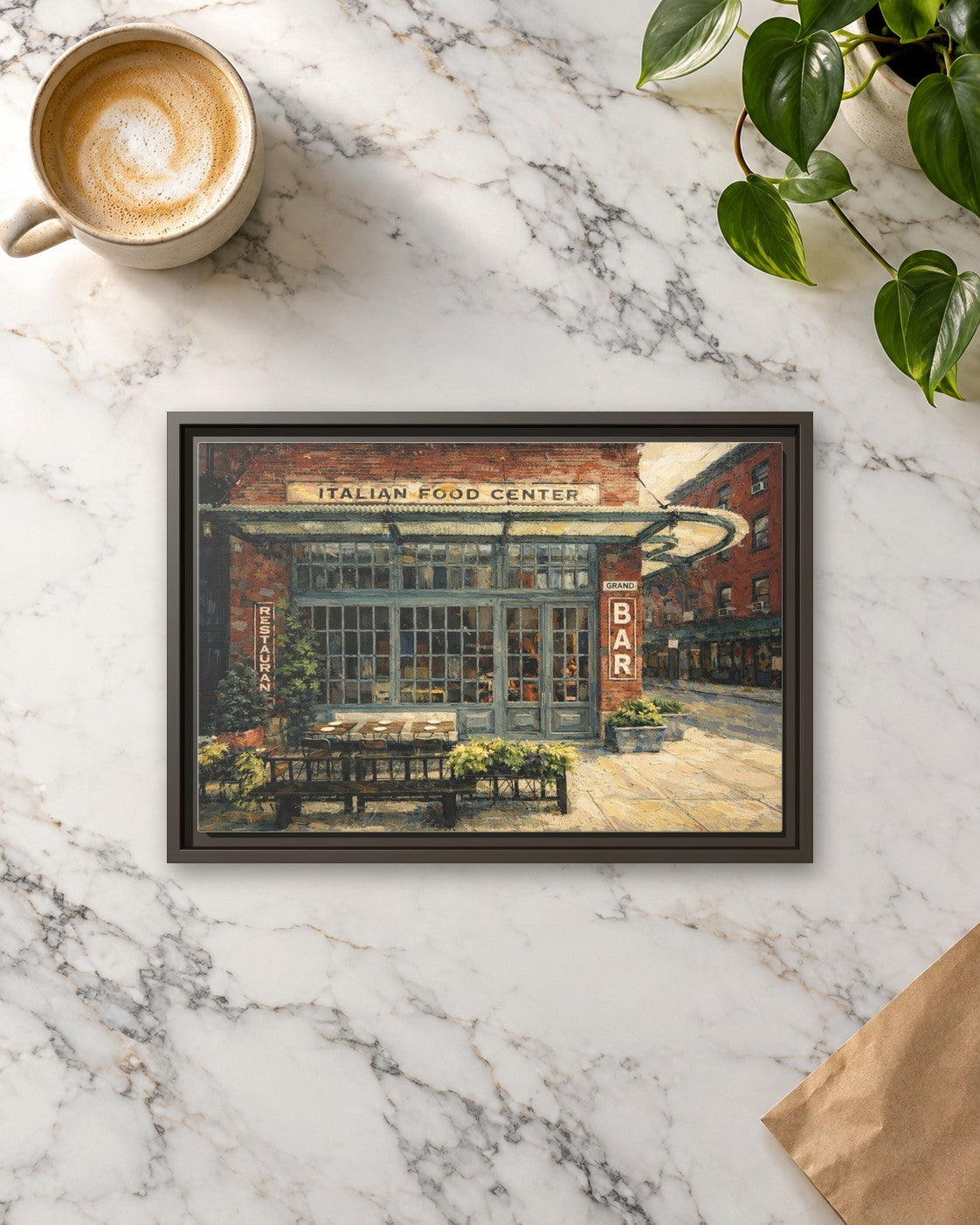 Gelso & Grand framed canvas print lying on a table
