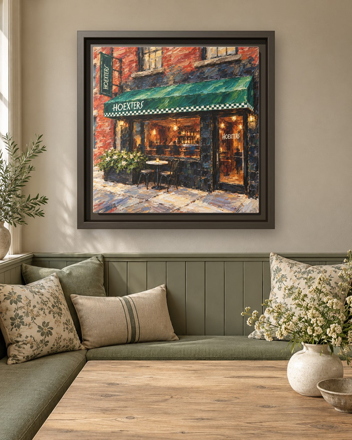 Hoexters framed canvas print in a breakfast nook
