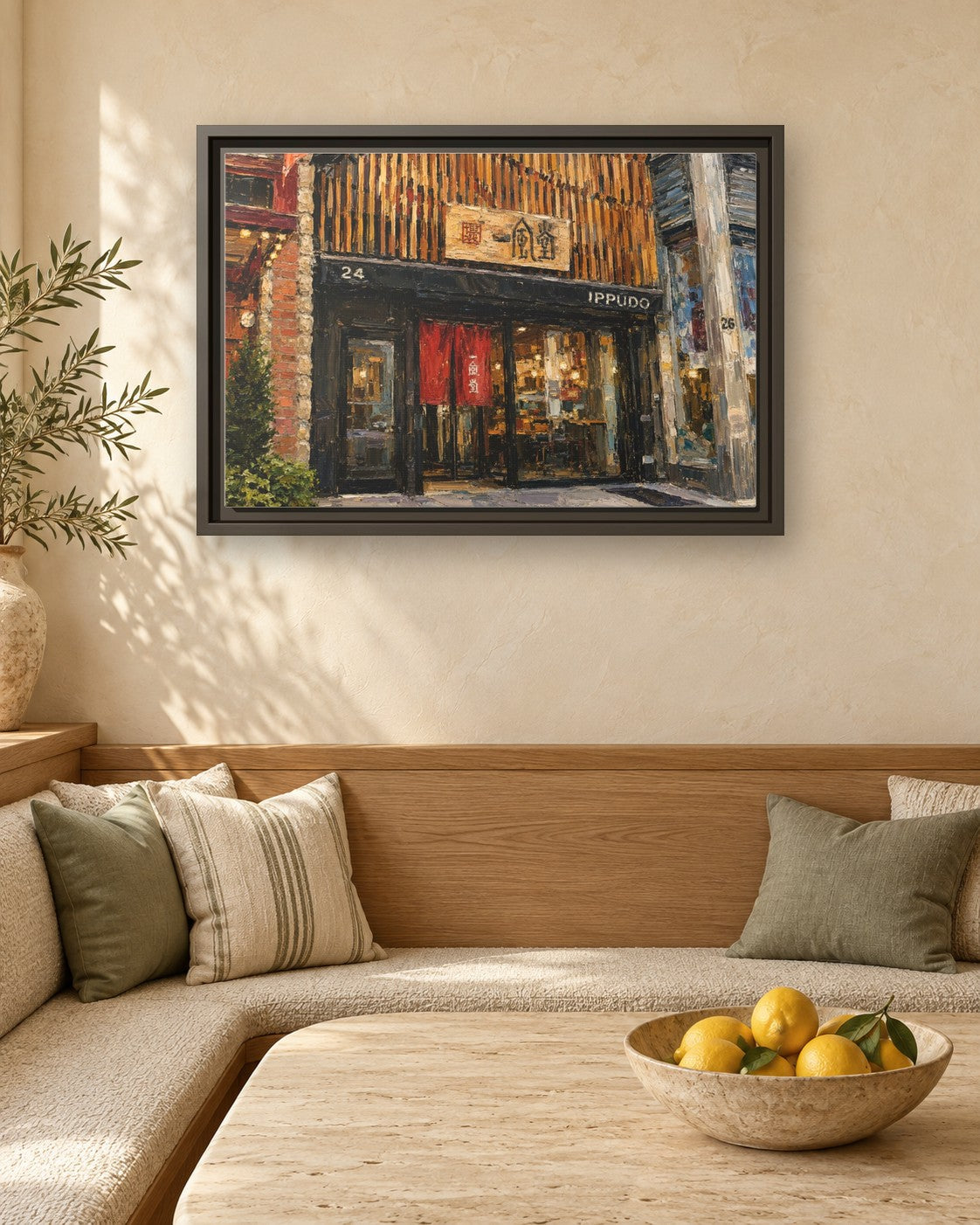 Ippudo framed canvas print in a breakfast nook
