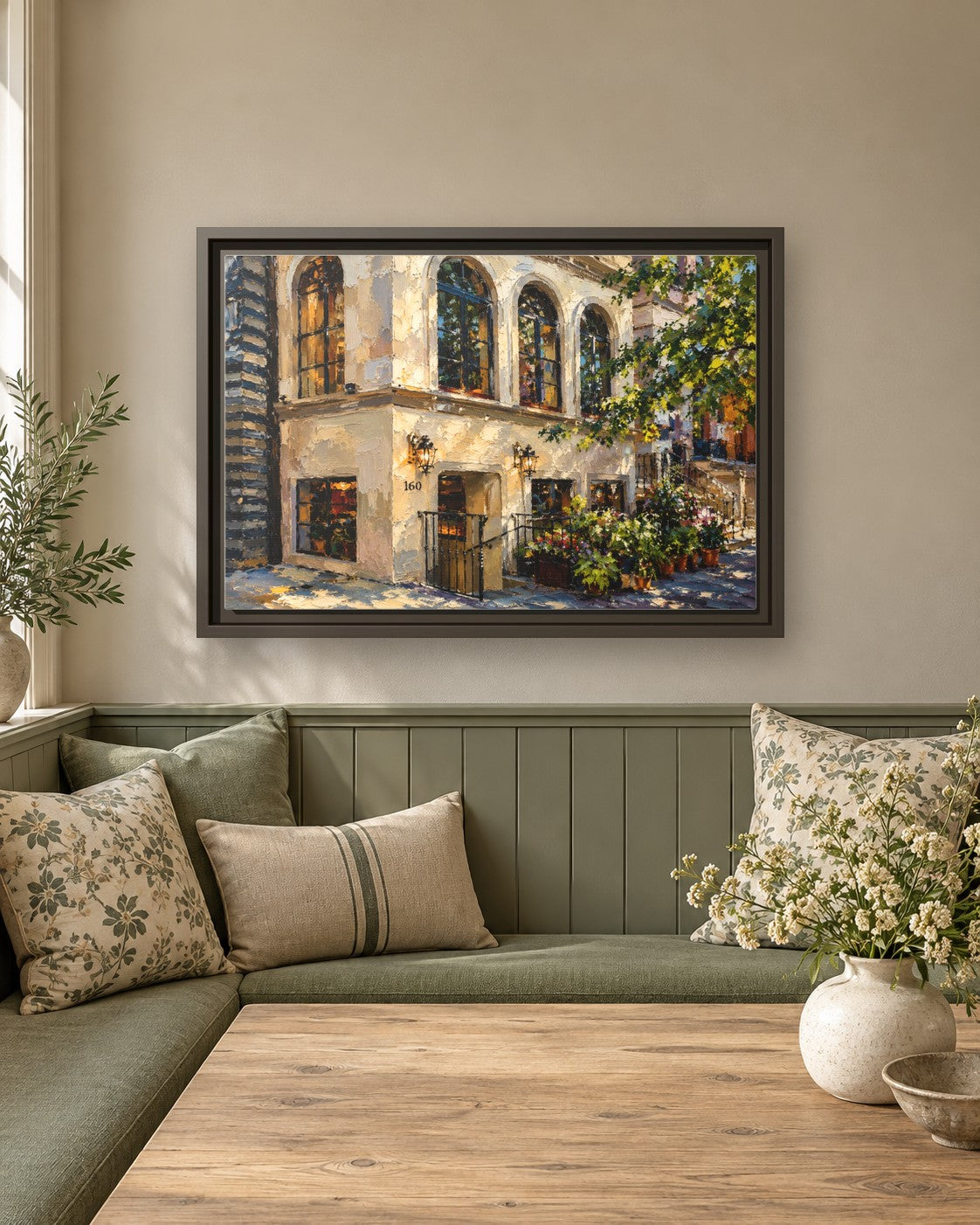 JoJo by Jean-Georges framed canvas print in a breakfast nook