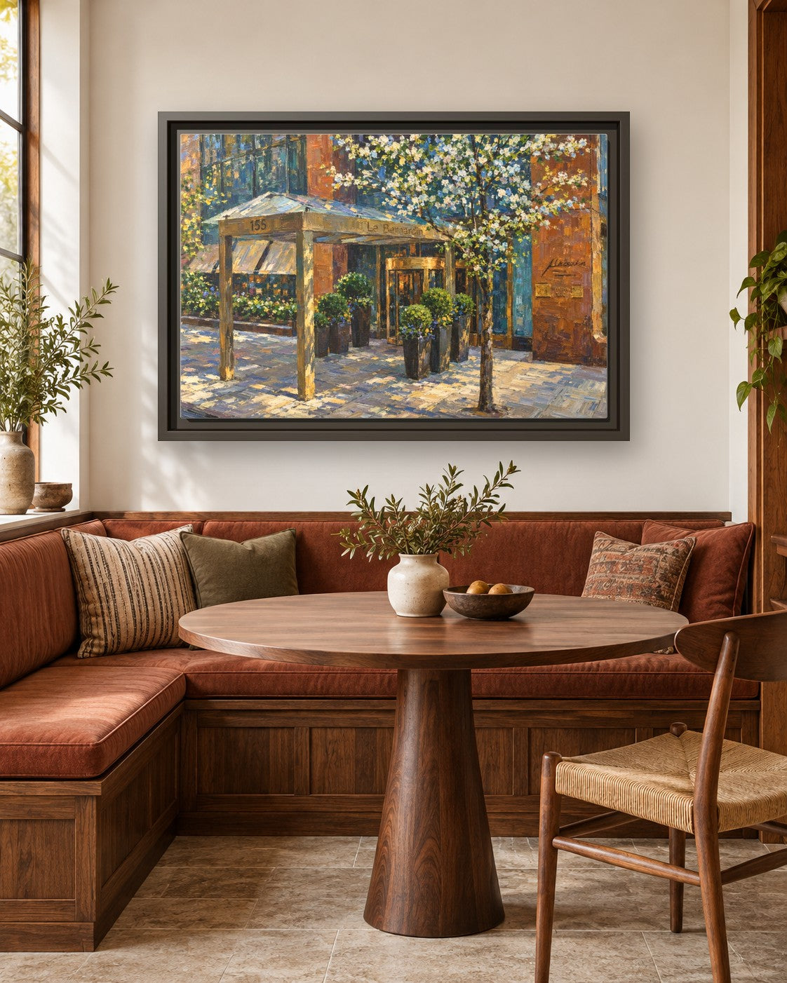 Le Bernardin framed canvas print in a breakfast nook