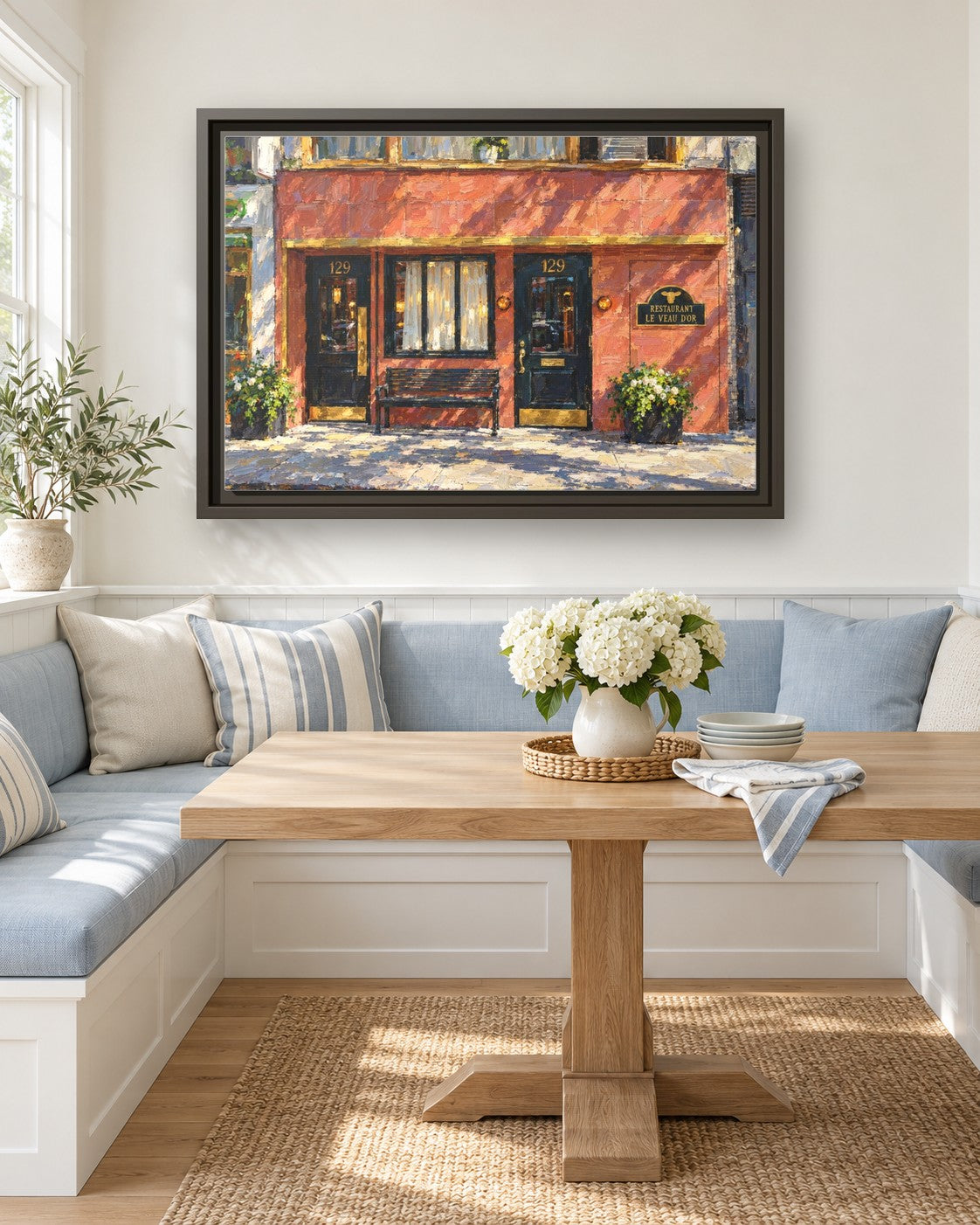 Le Veau d’Or framed canvas print in a breakfast nook