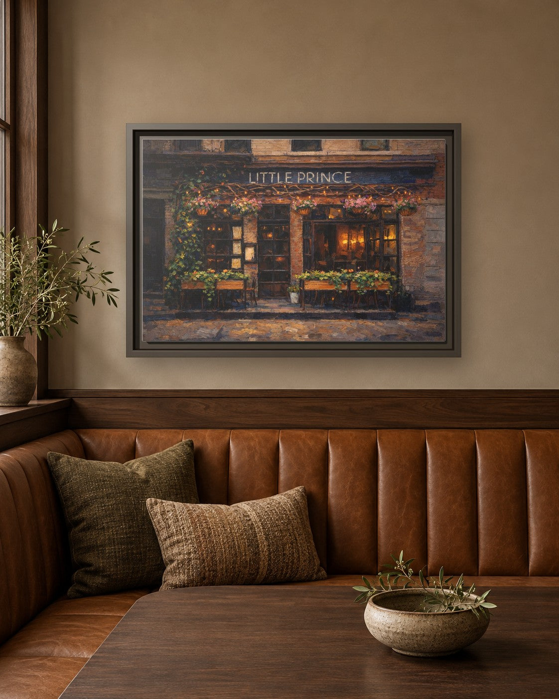 Little Prince framed canvas print in a breakfast nook