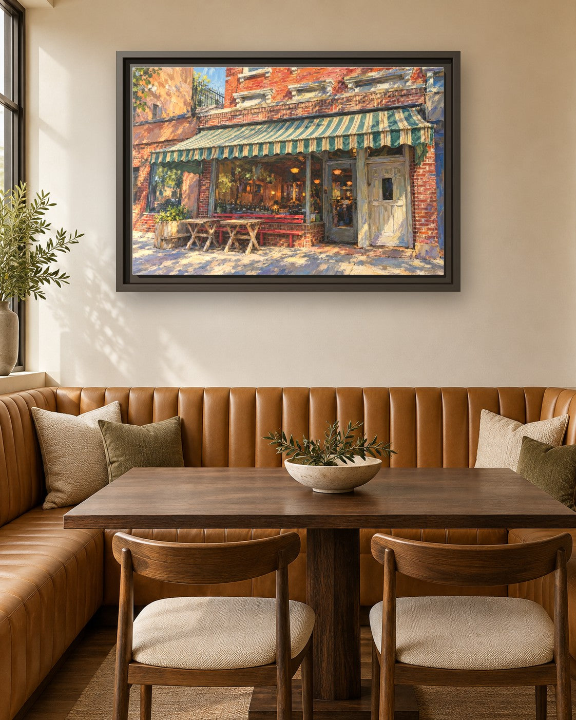 Lucali framed canvas print in a breakfast nook