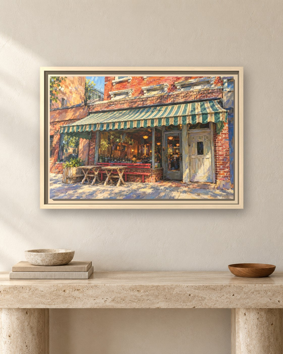 Lucali framed canvas print hanging above a sideboard