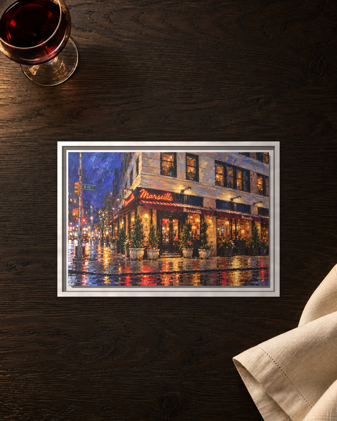 Marseille framed canvas print lying on a table