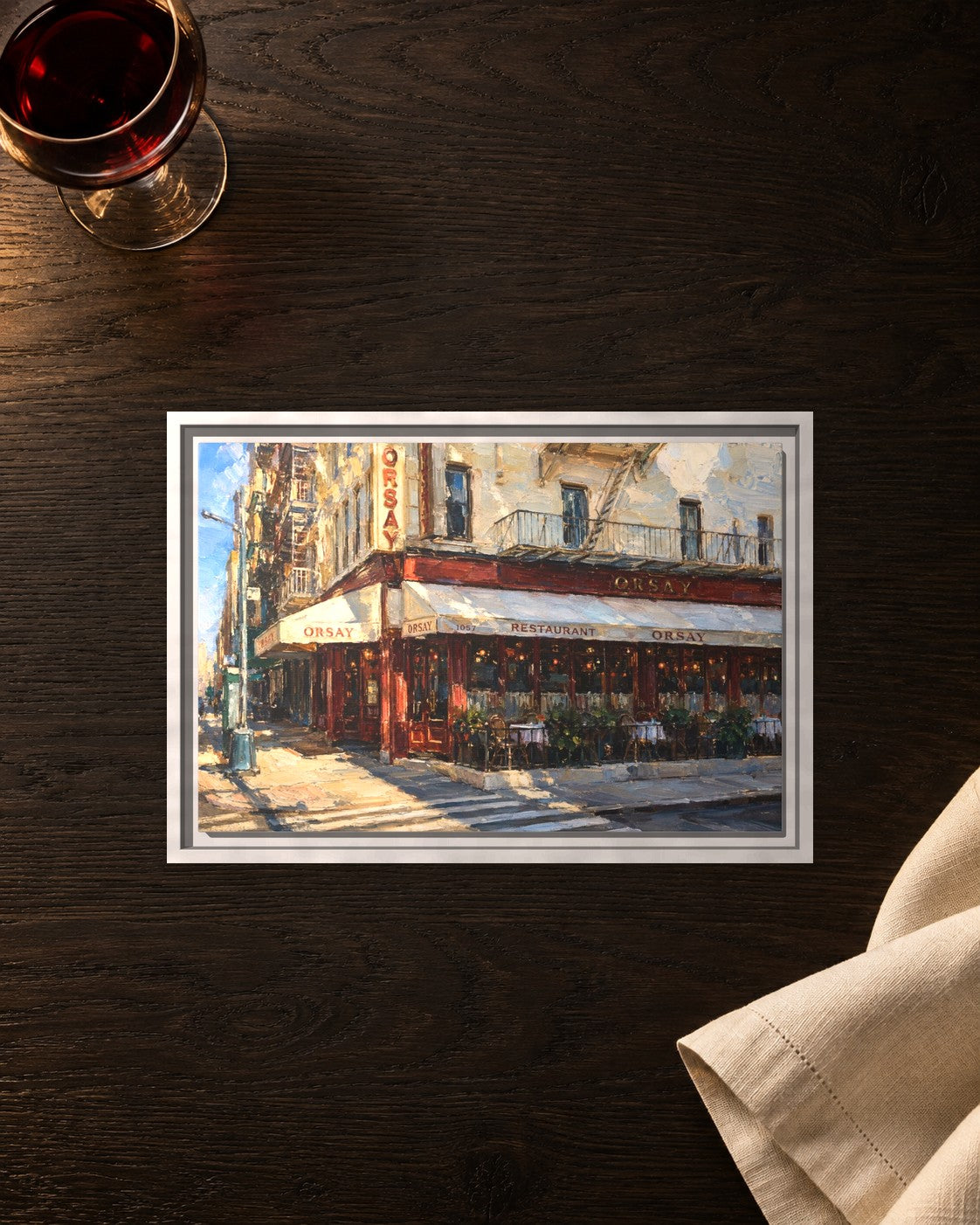 Orsay framed canvas print lying on a table