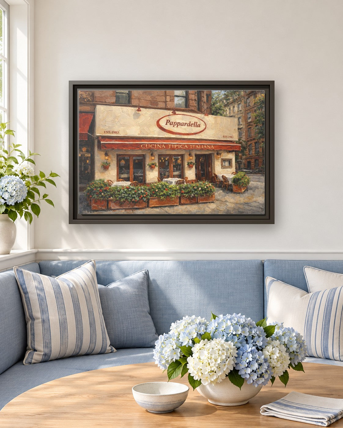 Papardella framed canvas print in a breakfast nook