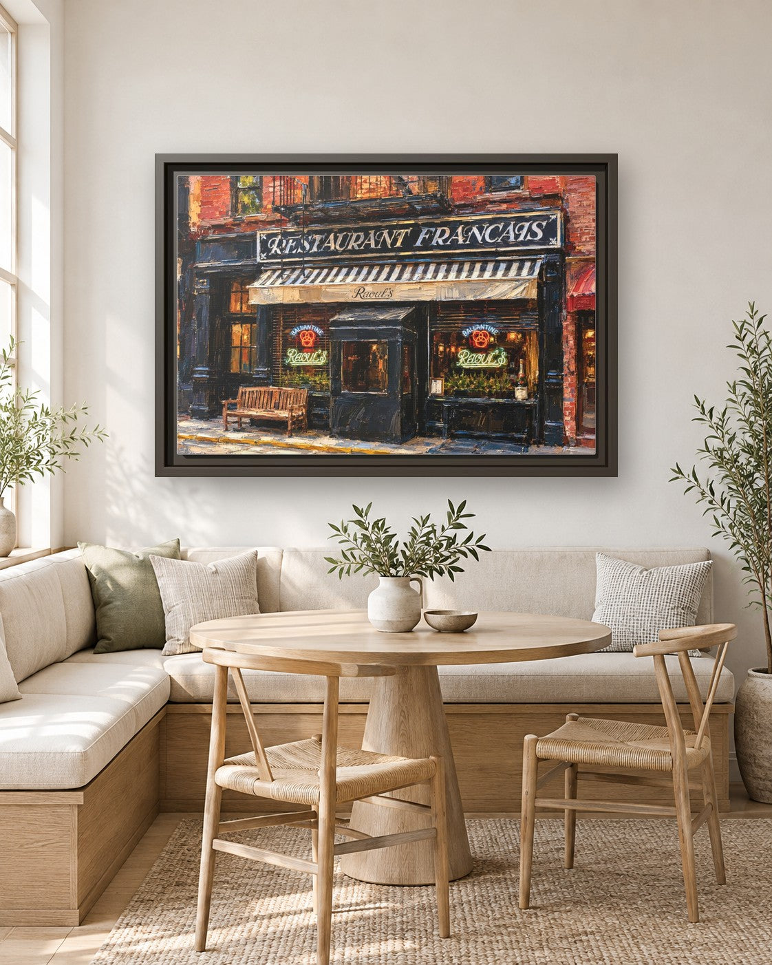 Raoul’s framed canvas print in a breakfast nook