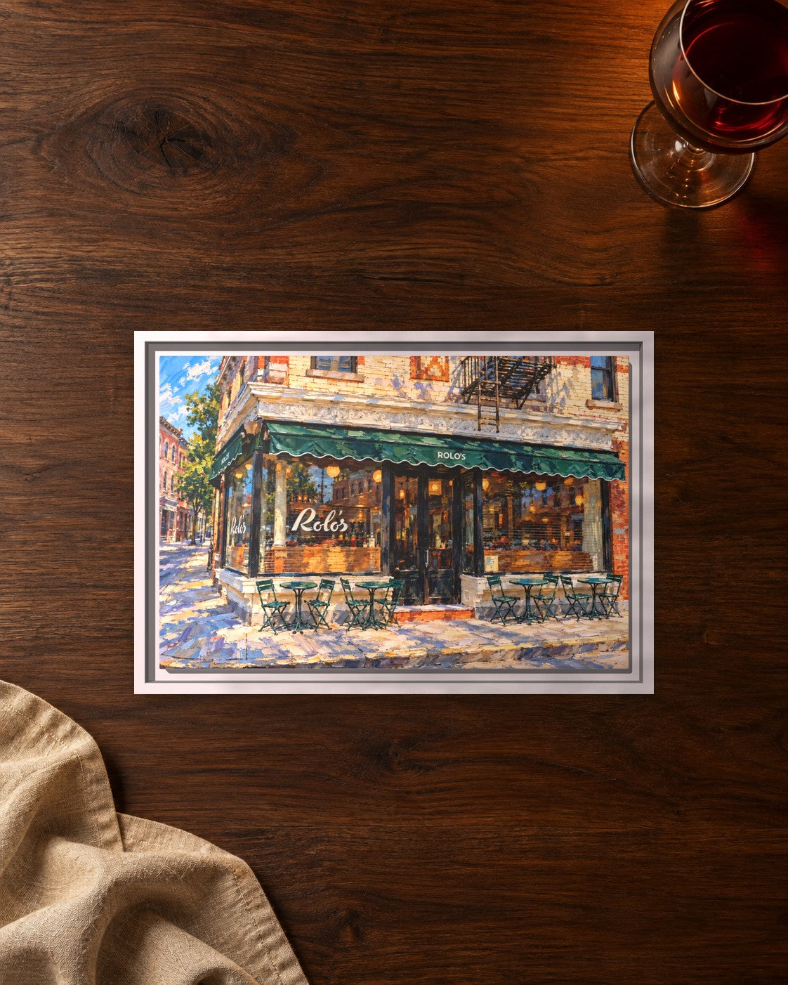 Rolo's framed canvas print lying on a table