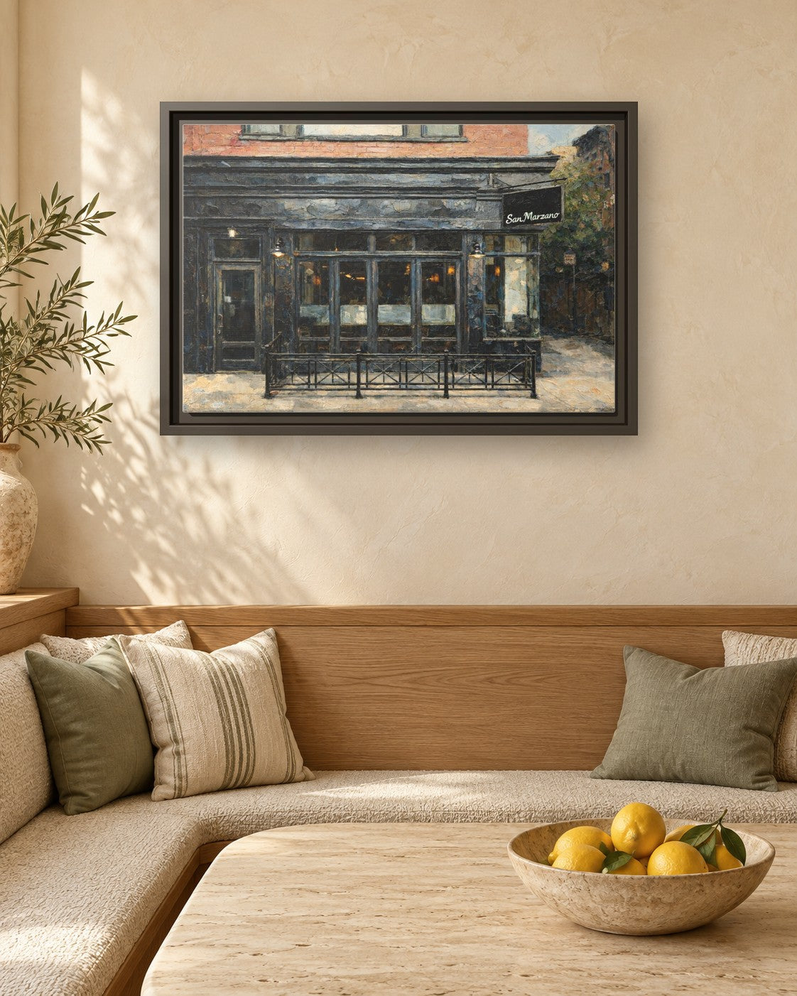 San Marzano framed canvas print in a breakfast nook