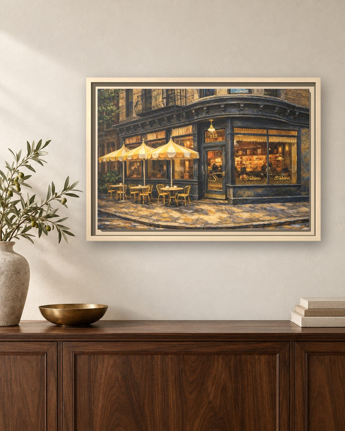 San Sabino framed canvas print hanging above a sideboard