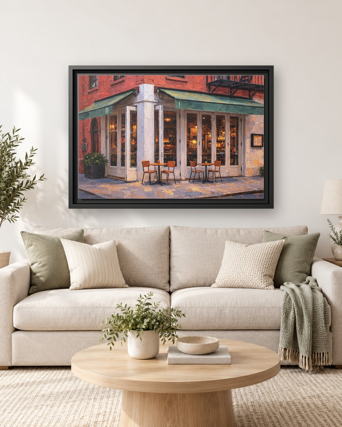 St. Jardim framed canvas print hanging above a sofa