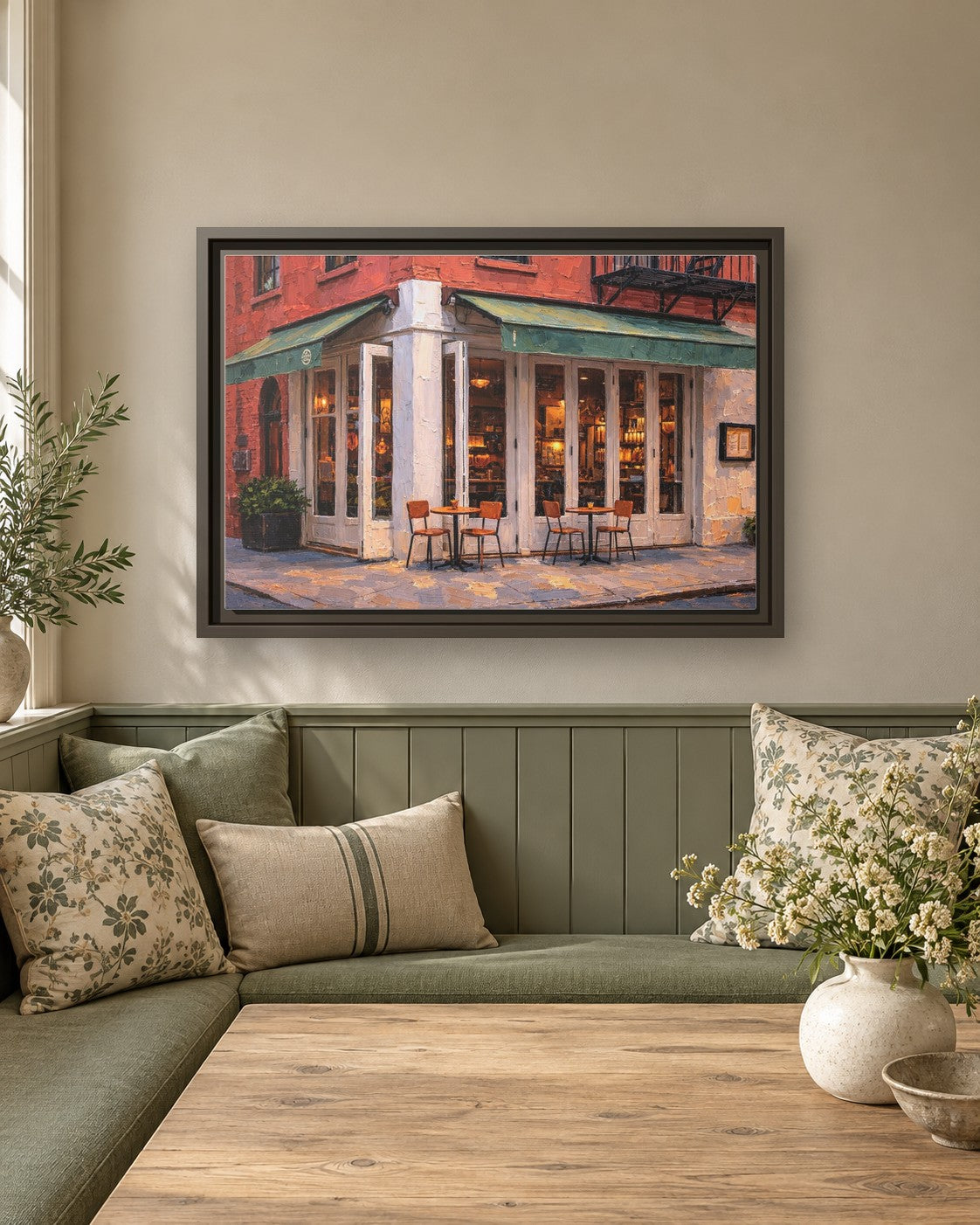 St. Jardim framed canvas print in a breakfast nook