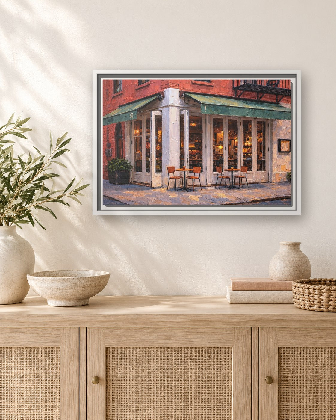 St. Jardim framed canvas print hanging above a sideboard