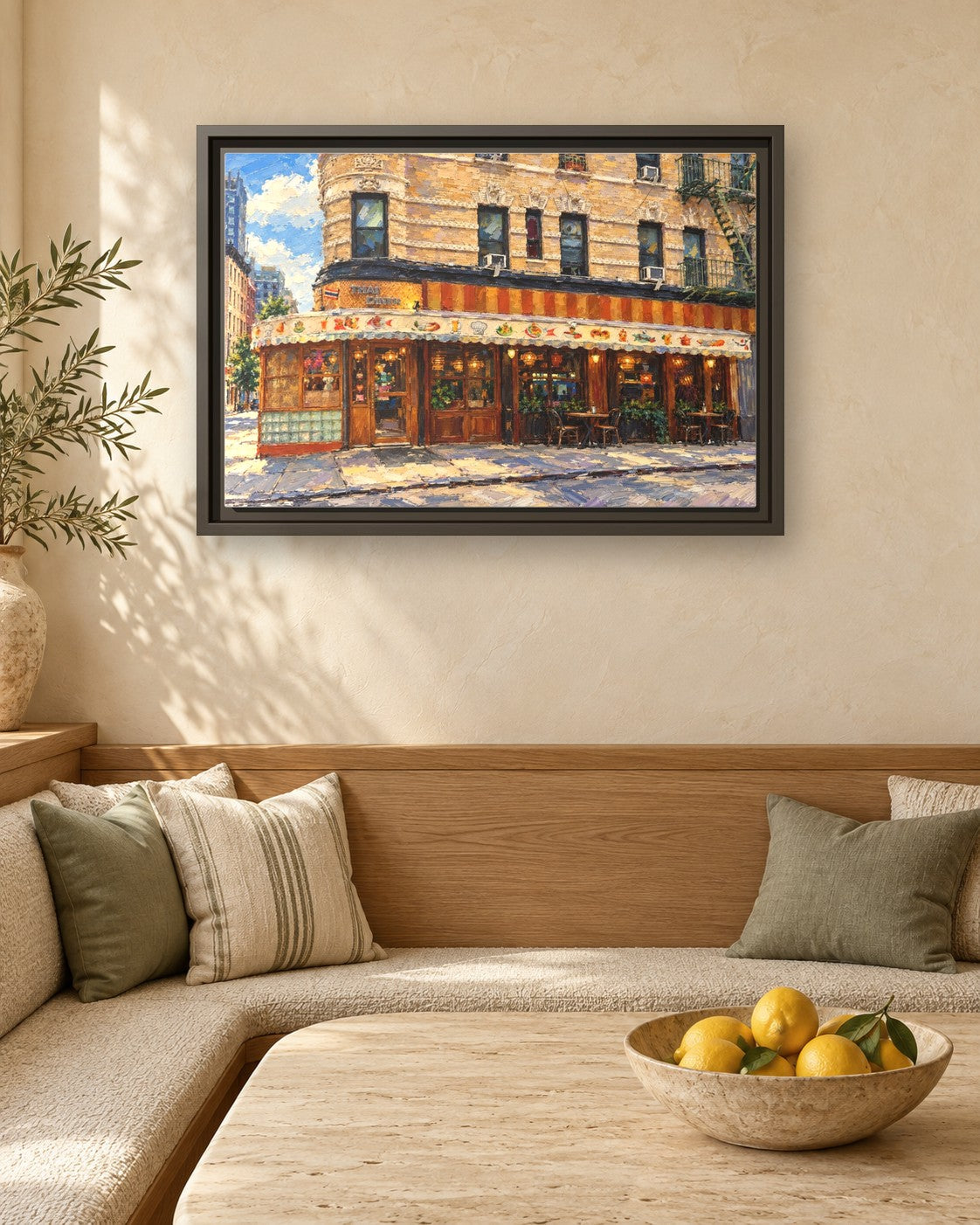Thai Diner framed canvas print in a breakfast nook
