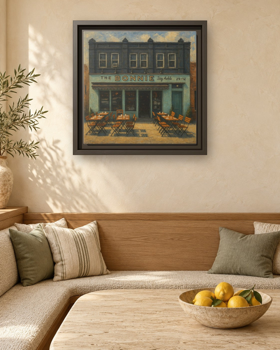 The Bonnie framed canvas print in a breakfast nook