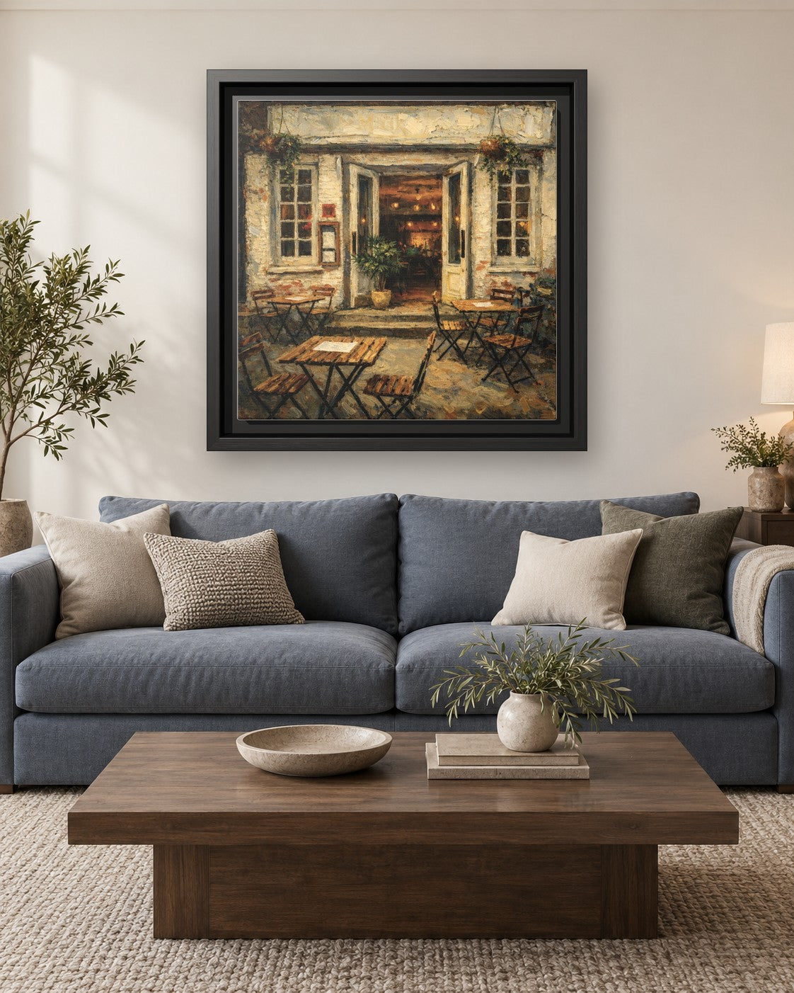 The Musket Room framed canvas print hanging above a sofa