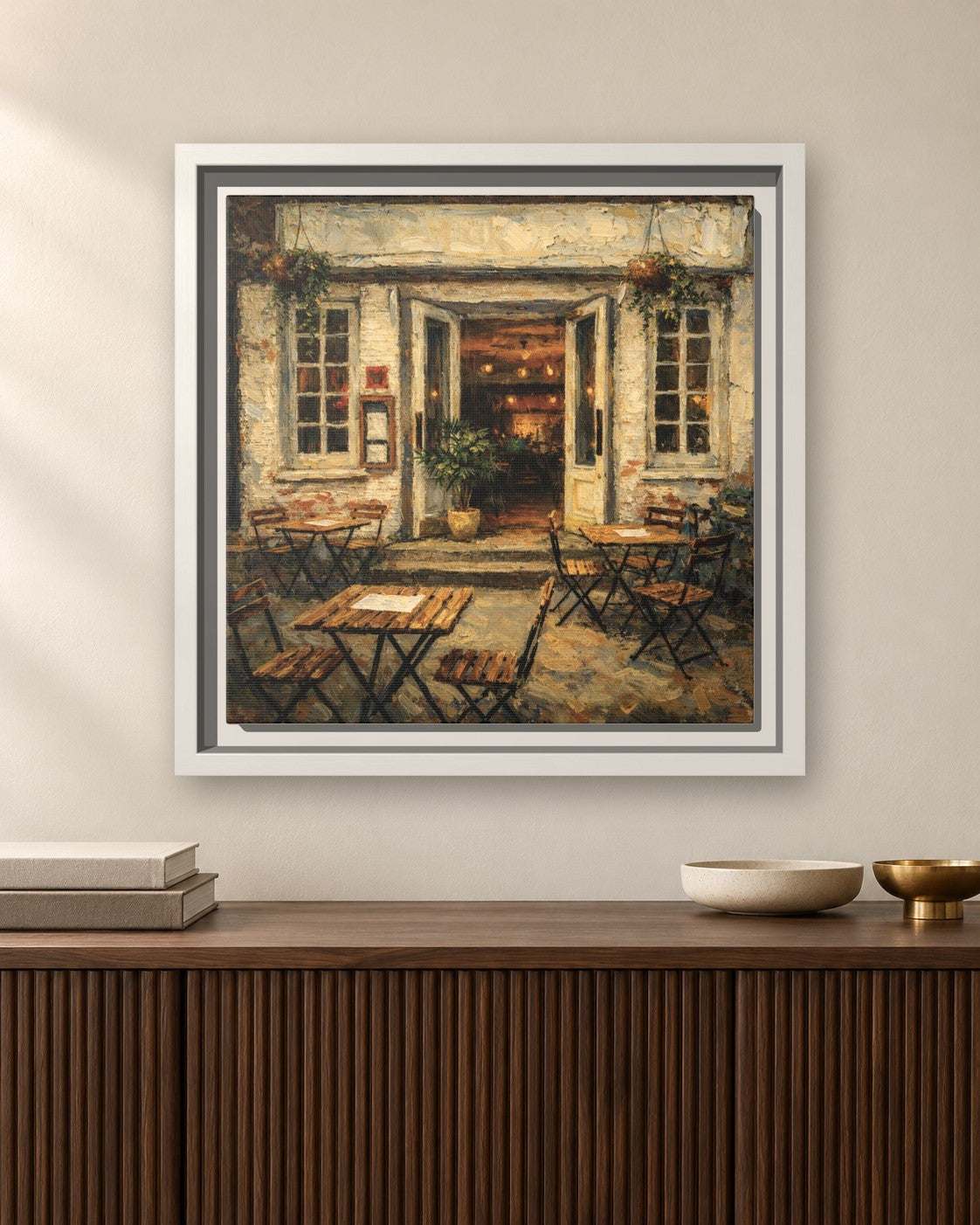 The Musket Room framed canvas print hanging above a sideboard