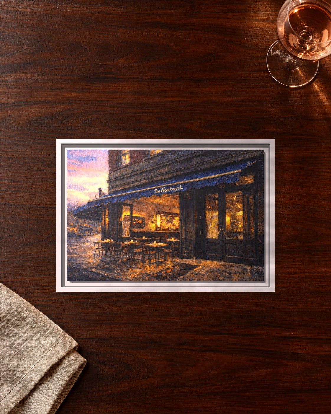 The Noortwyk framed canvas print lying on a table