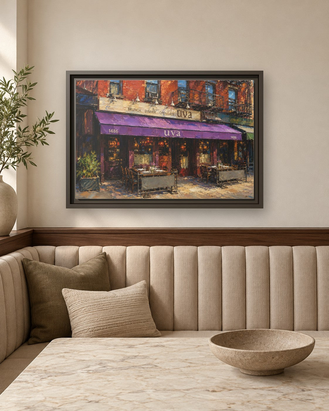Uva framed canvas print in a breakfast nook